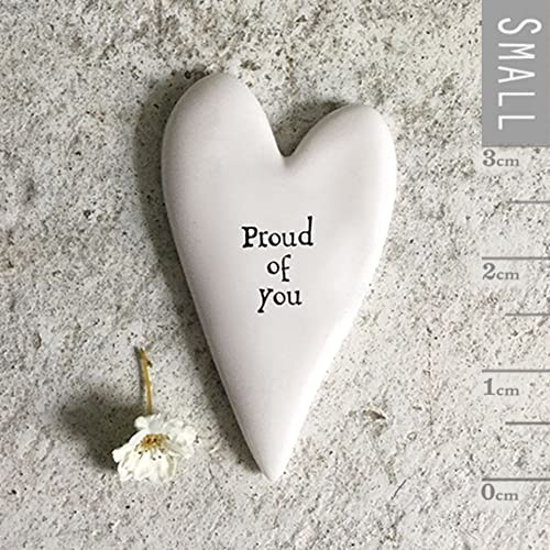East of India Tiny Porcelain Heart Token With The Words Proud of you, Gift Token, Porcelain Keepsake Gift, Tiny Heart, Keepsake Heart