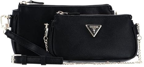 GUESS Women Noelle DBL Pouch Crossbody Bag, Schwarz