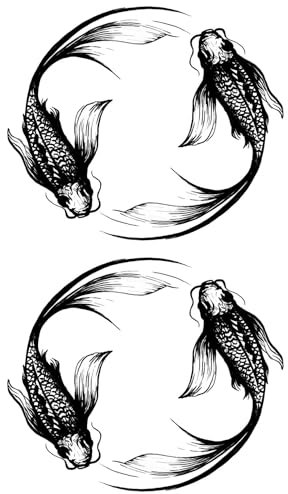 x3 Tatouage Éphémère carpe koi - 1 lot de 3 Feuilles de tatouage temporaire poisson | Bras, épaule, cou, cheville, main, jambe | Noir | Homme, Femme - TATTOO YOUR STYLE