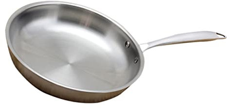 Cabilock Sartén Antiadherente De Acero Inoxidable 304 30 Cm Sin Recubrimiento Para Cocinar Casa Adecuado Para Freír y Asar Utensilio De Cocina Sin Tapa