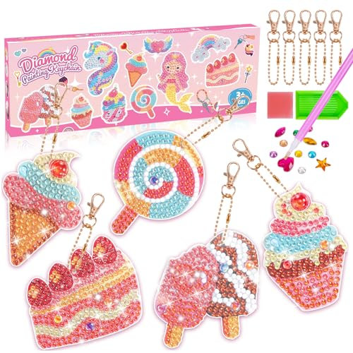 Gifitizi Basteln Mädchen 7 8 9 10 Jahre, Diamond Painting Kinder 5-12 Jahre Geschenke für Mädchen 4-12 Jahre Bastelset kinder ab 5-12 Jahre DIY Diamond Painting Kinder Set Spielzeug ab 4-12 Jahre