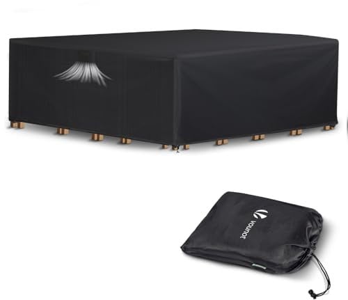 vounot® Housse Salon de Jardin Bâche de Protection Extérieur 420D Oxford avec Coutures Renforcées pour Mobilier Imperméable Résistant avec Fenêtre Ventilation et Boucle Verrouillage 250x250x73cm