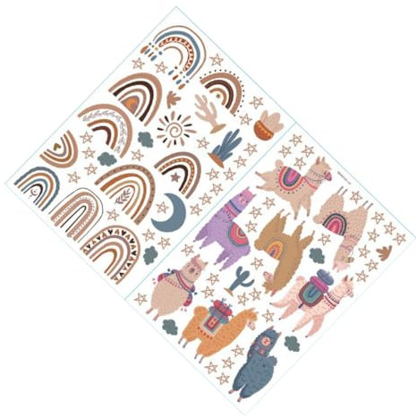 UPKOCH 1 Blatt Wandaufkleber Mit Tieren Süßes Wandtattoo Kindergarten Wandtattoo Wandtattoos Für Den Hintergrund Alpaka-tiere-aufkleber Regenbogen-wandaufkleber Entfernbar Pvc Klebrig