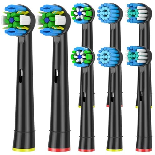 Qitizu Aufsteckbürsten Kompatibel mit Braun Oral b Elektrische Zahnbürste, 2 Floss, 2 Precision, 2 Sensitive, 2 EfficientClean Zahnbürstenaufsatz Aufsätze (8 Schwarz)
