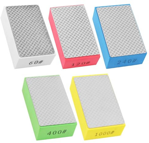 POHOVE 5 Stück Diamant Handpolierpads Diamant Schleifblock Set Diamant-Schleifschwamm Glas-Schleifpads Diamant-Polierpad Block Schleifblöcke Polierpads (Size:60#,120#,240#,400#1000#)