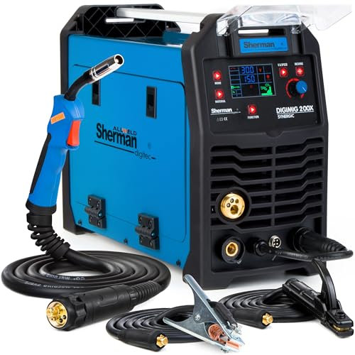 Sherman DIGIMIG 200X SYNERGIC - Vollsynergisches Kombi MIG MAG Schweißgerät Schutzgas & Fülldraht - Mit Induktivität, WIG, MMA, Punktschweißen und Lötschweißen - Set:Solo