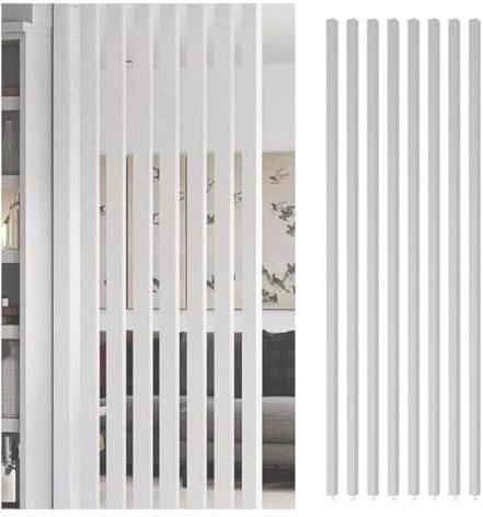 WDJBPSH White Partition Room Dividers Support Column, 8 Pack Wooden Slats Partition Column for Home Office Hotel Beauty Salon Separator, 70-240cm Privacy Barrier Screen(H-185cm/72.8 in/6 ft)