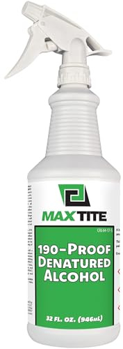MAXTITE 190-Proof (95%) Denatured Alcohol with Heavy-Duty Sprayhead - 32 fl oz - for Industrial, DIY, or Professional Use - Solvent, Cleaner, Additive - Made in USA