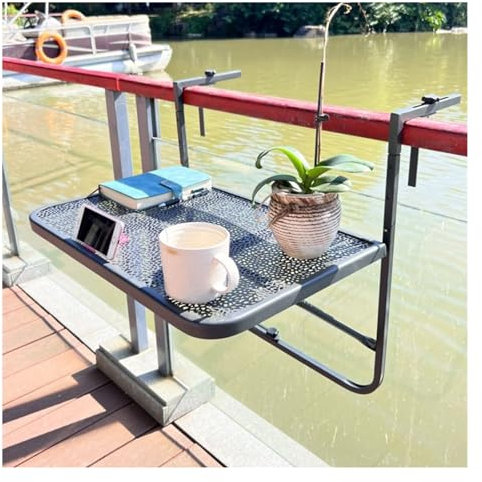 ZXCASDF Balkontisch zum Hängen,klappbarer Beistelltisch für den Außenbereich,Klappbar Balkonhängetisch，Balkon-Stehtisch für Geländer，witterungsbeständig,Terrassentisch Gartentisch(C)