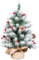 55cm großer künstlicher Weihnachtsbaum, weißer Tischweihnachtsbaum mit beflockten Schneefrostspitzen, Beeren, Holzsockel mit Sackleinen, 55 cm, Mini-Weihnachtskiefer als Weihnachtsdekoration