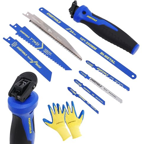 EVERTOOLS 8-in-1 Multi-Blade Hand Saw with 8 Replaceable Blades