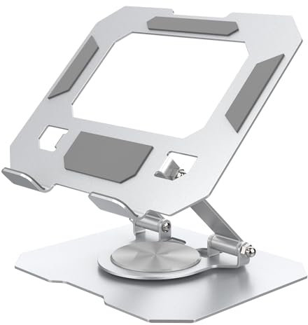 Bighan Tablet Stand, 360° Adjustable iPad Stand Holder Foldable Fits iPad Stand for Desk Rotating Portable Monitor Stand for Tablets/PS/mobilephones/Switch and other 4.7-12.9 Device, Silver