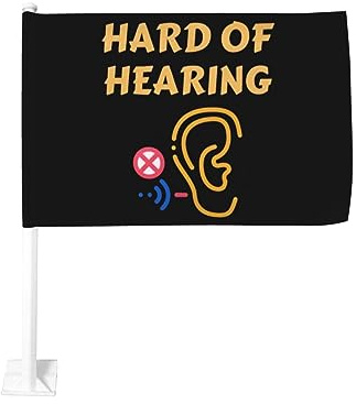 Autoflagge mit der Aufschrift „I Am Deaf (Ich bin taub, hörgeschädigt), 30,5 x 45,7 cm, Autoflaggen, Autofenster-Dekor, wasserdichte Autofensterflaggen, doppelseitiger Fensterclip, farbechte Fensterc