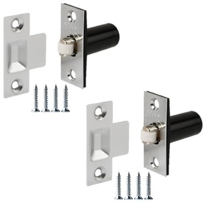 HANDLEZONE® 2 Pack Adjustable Roller Catch, Spring Loaded Ball Latch, for Internal Doors - Nickel Plated