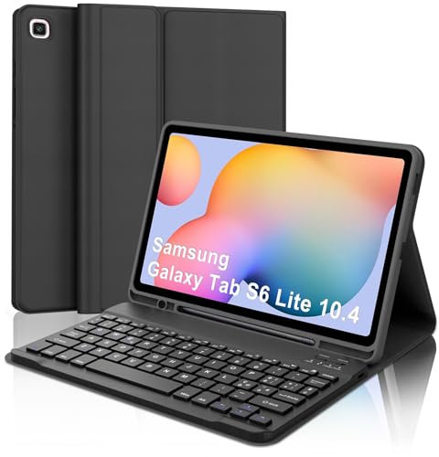 SENGBIRCH Custodia con Tastiera per Samsung Galaxy Tab S6 Lite 10.4 2024/2022/2020, Tastiera Bluetooth Magnetica Staccabile per Samsung Tab S6 Lite 10.4'' 2024, Italiano QWERTY, Nero