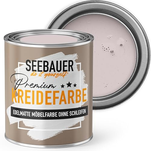 SEEBAUER diy Kreidefarbe für Möbel Lila 375ml für Innen (No. 959 Plum Cake) Möbelfarbe ohne Schleifen - Holzfarbe extra matt - Holzlack, Möbellack hohe Deckkraft