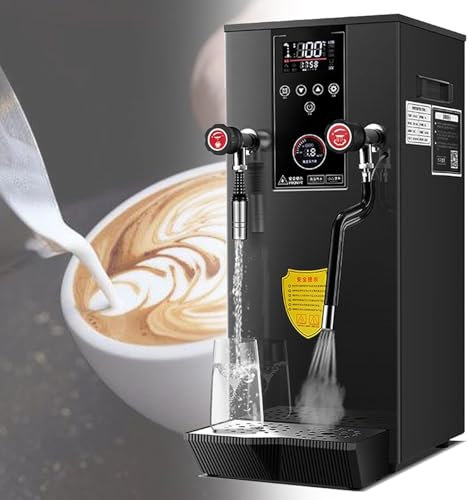 Máquina para hervir agua con 2 varillas, máquina para hacer espuma de leche a vapor, espumador de leche eléctrico con pantalla LED para té espresso,Black-110V