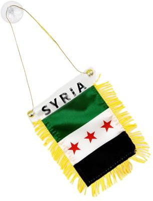 Doppelseitige Syrien-Flaggen zum Aufhängen, 8 x 12 cm, mit Quasten, für Auto und Zuhause, Dekoration, Syrisch, Iran, Irak, kleine Wimpelbanner