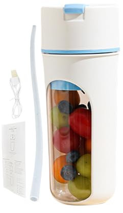Qkbuza Shaker elettrico, Shaker portatile, borraccia termica da 480 ml, con cannuccia per sport, viaggi, escursionismo, casa, cocktail, campeggio e preparazione di pasti