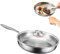 WRQIOO Titanium Hammered Pan Pro with Lid, Titan Sartén, Titanium Sartén, sin revestimiento, 28 cm, para cocina