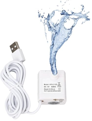 Crumye Cat Water Fountain Replacement Pump, Super Quiet LED Pet Fountain Pump with 4 Filter Cotton, 5V USB Powered, Compatible with Different Types of Pet Water Fountain