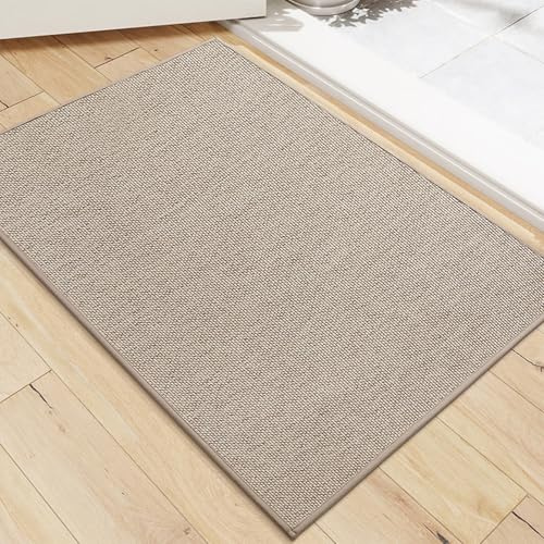 AMFUN 60x90cm Door Mats Indoor, Non-Slip Rubber Backing, Absorbent Indoor Door Mat, Machine Washable Floor Mats for Entrance, Inside, Kitchen, Front Door Mat (Khaki)