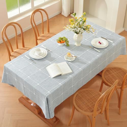 Plenmor Leinenoptik Tischdecke 150x150cm Abwaschbare Tischdecke Blue | Leinen Tischdecke Baumwolle für Küche, Garten, Party, Outdoor Tischdecken Quadratisch