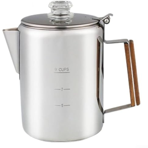 Qualoramall Perkolator Brühkessel 9 Tassen Edelstahl Perkolator Herd Kaffee Perkolatoren Camping Kaffeekanne Kaffeemaschine Perkolator Topf Outdoor Herd Perkolatoren