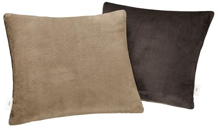 s.Oliver Doublesoft Kissenbezug 50x50 cm - super kuschelig & weich, Polyesterflausch 2 Stück Dunkelbraun