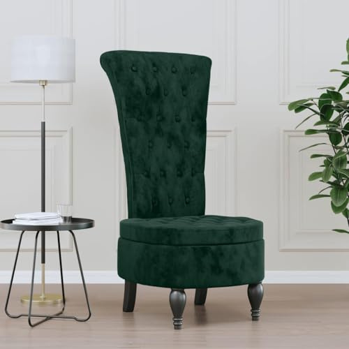 Ordellia Polsterstuhl mit Hoher Rückenlehne, Dunkelgrün Samt, Knopfheftung, Massivholzbeine, Bequemer Akzentstuhl für Wohnzimmer, Schlafzimmer & Büro