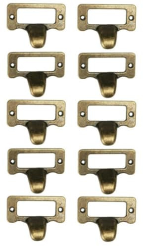 Getdoublerich Aktenschrank-Etikettenhalter, antike Schubladengriffe mit Kartenrahmen, Vintage-Messing-Finish