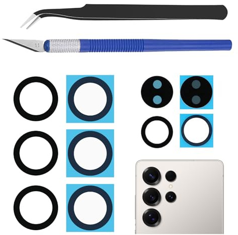 2 Sets Cemobile Rear Back Camera Lens Glass Replacement for Samsung Galaxy S25 Ultra with Pre-Installed Adhesive And Repair Tool Kit