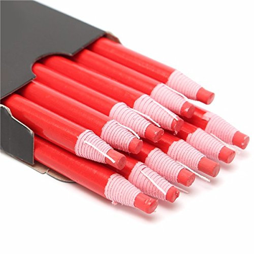 Tutoy 12 Pcs Marker Peel Off Chinagraph Grease Wax Pencil For Metal Glass Fabric -Red