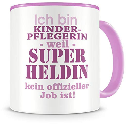 Samunshi® Ich bin Kinderpflegerin Tasse Beruf Geschenk Kaffeetasse Teetasse Kaffeepott Kaffeebecher Becher rosa