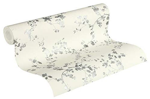 Livingwalls Metropolitan Stories Lola Paris 368962 Papier peint à fleurs en papier peint non tissé métallisé Noir/blanc 10,05 x 0,53 m
