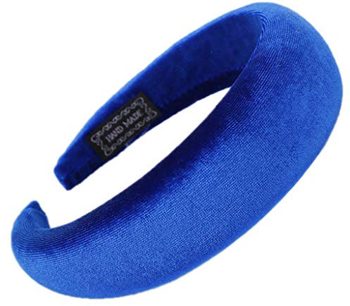Siwetg Gepolsterter, breiter Haarreif für Damen, glänzender Samtstoff, 11 Farben Marineblau