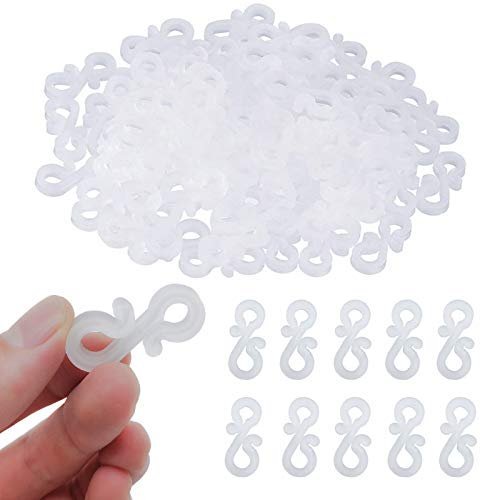 QISF 100 Pcs Gutter Hooks Mini Plastic Outdoor Christmas Lights Hanging Hooks Party Lights Hanger Wire Holder for Christmas/Birthday/Anniversary Decoration