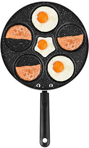 Nonstick Frying Pan 5 Egg Pans Multifunction Kitchen Cooking Pan,Omelette Pan, Pancake Pan, Plett Pan,Swedish Pan for Breakfast English Muffin Sandwich Sunny Side Up Egg and Sausage Patties