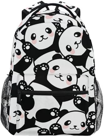 JUMBEAR Panda Travel Backpack Laptop Middle School Students Canvas Kids Bookbag Lightweight Fashion Business Waterproof Shoulder Daypack for Womens Mens Boys Girls