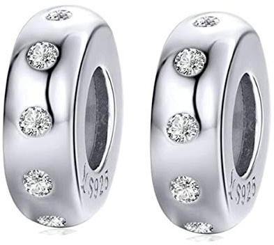 Charm-Anhänger mit Blumen-Motiv, 925er Sterlingsilber, Abstandshalter, Stopper, Charms für Armbänder, Sicherheitskette, Charms für Pandora-Armband, Blume Emaille Kristall