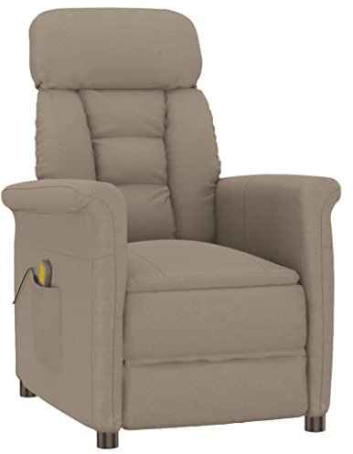 vidaXL Massagesessel, Relaxsessel mit Liegefunktion Vibrationsfunktion, Verstellbarer Sessel Fernsehsessel, Liegesessel Polstersessel, Taupe Wildleder-Optik
