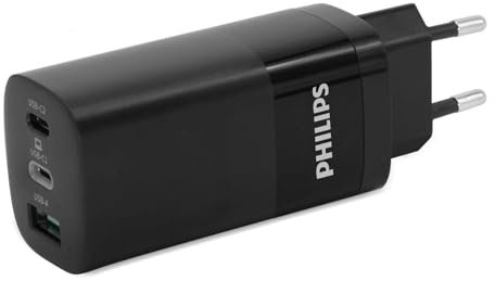 Philips DLP2681/12 - Netzladegerät mit 65W Ausgangsleistung - USB-A- und USB-C-Zweifachausgang - Schwarz
