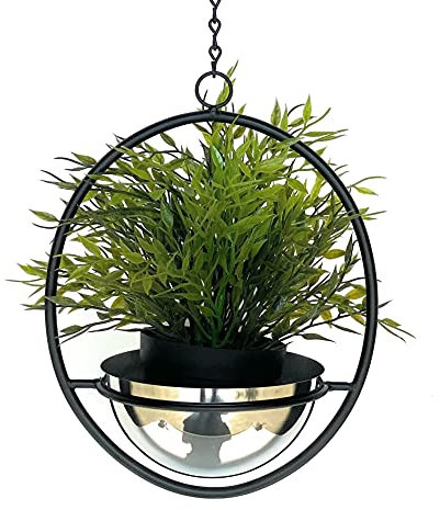 DanDiBo Maceta Colgante de Metal de Pared 96087 con Maceta de Plata para Plantas, Colgante de Maceta, Colgante de Maceta, Maceta Colgante de Flores (Altura 43 cm)