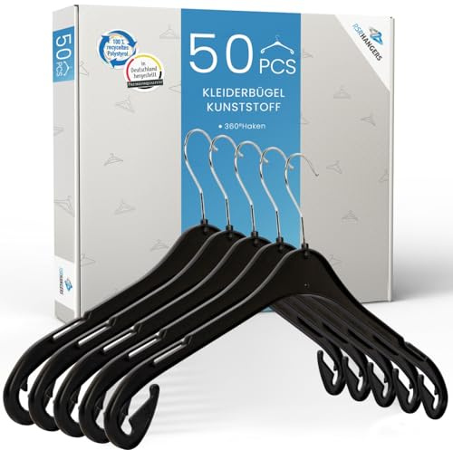 Kleiderbügel 50 Stück Kinderbügel NA T 26 cm Kunststoff Babybügel Schwarz Platzspar Kinderkleiderbügel