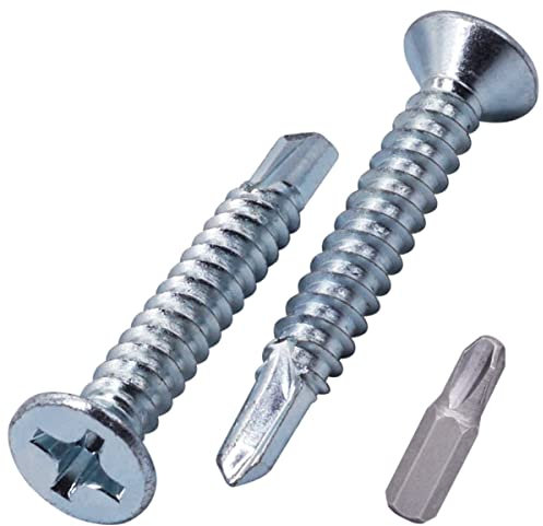SKIR'CO (30 pièces) DIN 7504 P Vis autoforeuses en acier zingué 5,5 x 38 mm pour métal, vis à tôle à tête fraisée