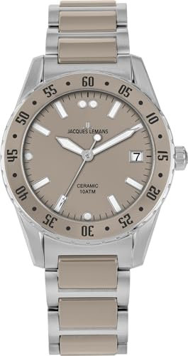 JACQUES LEMANS Damen-Uhren Analog Quarz One Size, Taupe 32023316