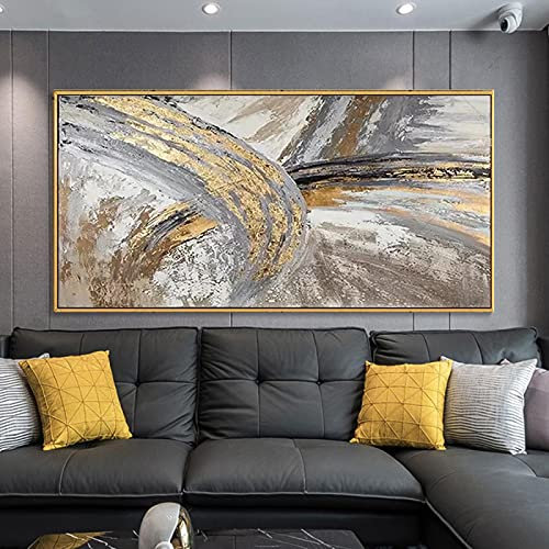 ZMFBHFBH Große große Leinwand Home Decoration Modernes abstraktes goldenes Ölgemälde Goldene Dekoration Inkjet Leinwand Gemälde Dekoration 80 x 160 cm (32 x 63 Zoll) mit Rahmen