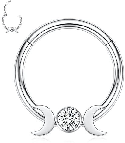 16G Septum Ringe Daith Conch Smiley Orbital Piercing Schmuck Silber Septum Daith Schmuck Nasenringe 8mm Septum Clicker Nasenringe Creolen Mond Daith Knorpel Conch Ohrringe CZ Septum Piercing Hoop