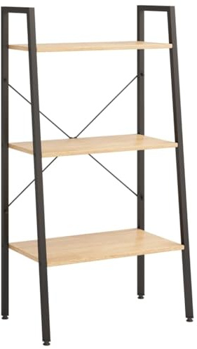 vidaXL Étagère sur Pied à 3 Niveaux, Bibliothèque avec Rangement, Meuble de Bureau Salle de Bain Chambre à Coucher, Moderne, Marron Clair et Noir