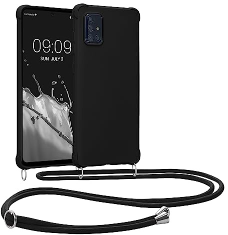 kwmobile Necklace Case kompatibel mit Samsung Galaxy A71 Hülle - Cover mit Kordel zum Umhängen - Silikon Schutzhülle Schwarz